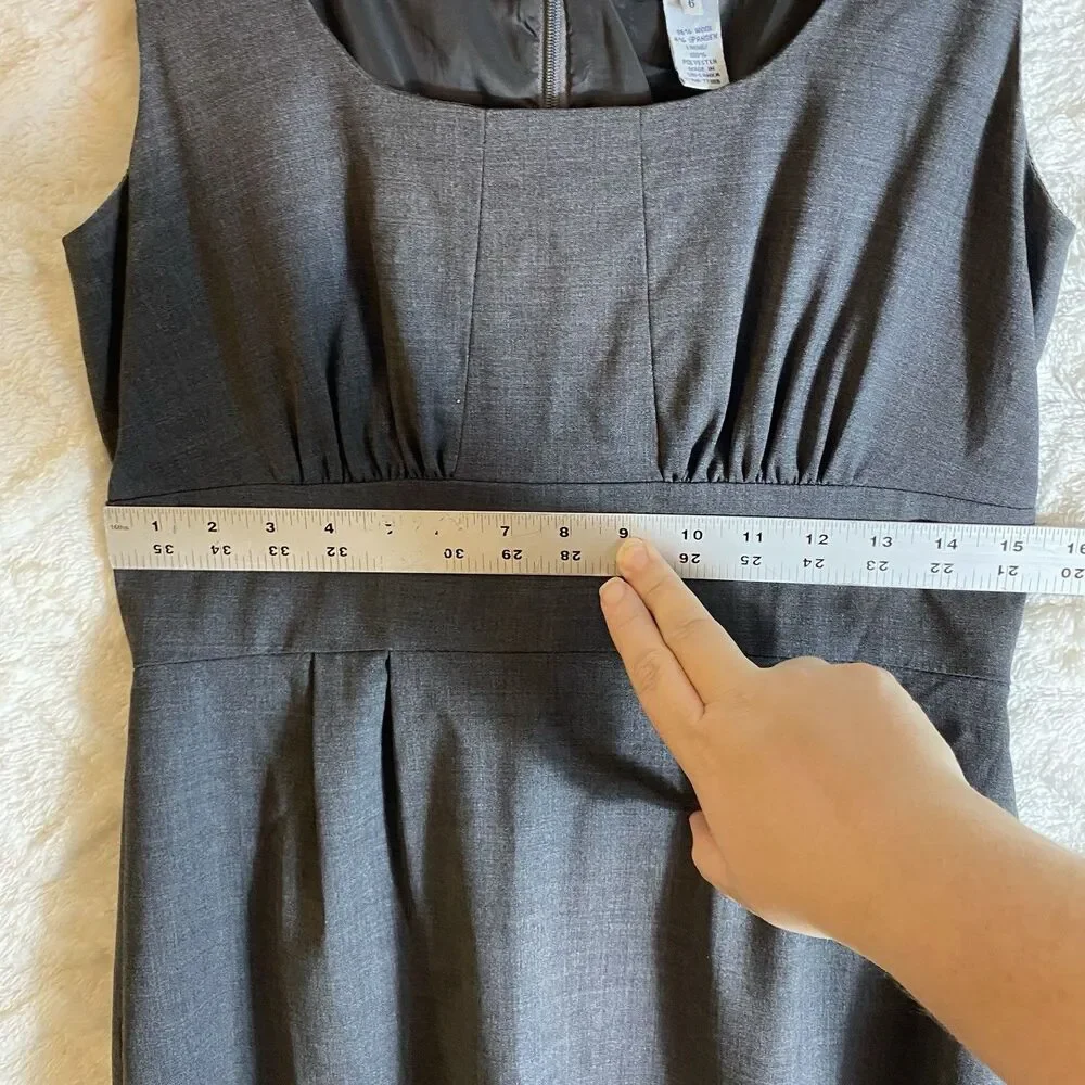 J. Crew Women’s Sz 6 Dress Dark Gray A Line Sleeveless Wool Stretch Lined